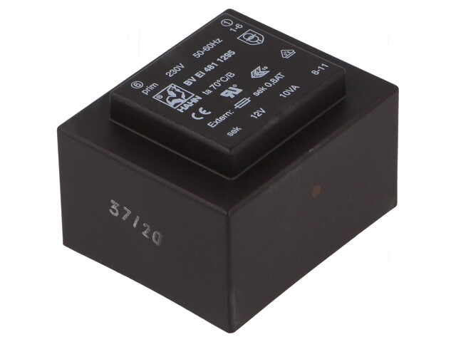 Transformator: ingegoten; 10VA; 230VAC; 12V; 834mA; PCB; BVEI Transformator: ingegoten; 10VA; 230VAC; 12V; 834mA; PCB; BVEI